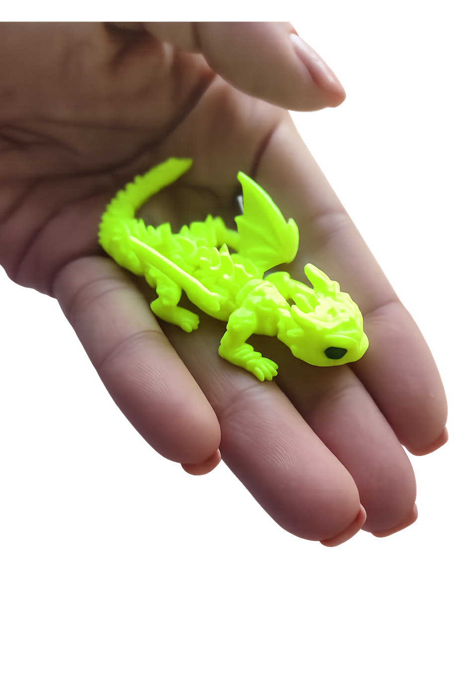 Mini dragão neon na mão